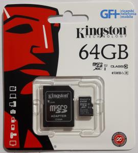 SDC10G2/64GB Memory Card Kingston Micro SD 64Gb Classe 10