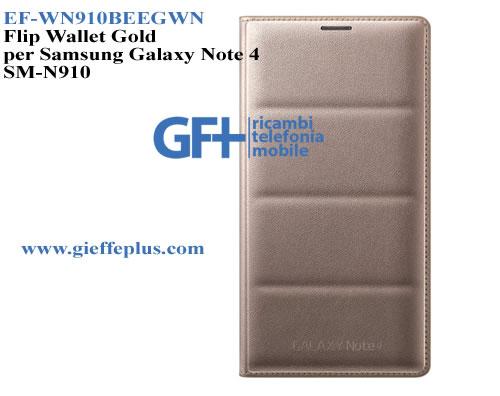 EF-WN910BEEGWN Flip Wallet GOLD Samsung Note 4 SM-N910 Originale Blister