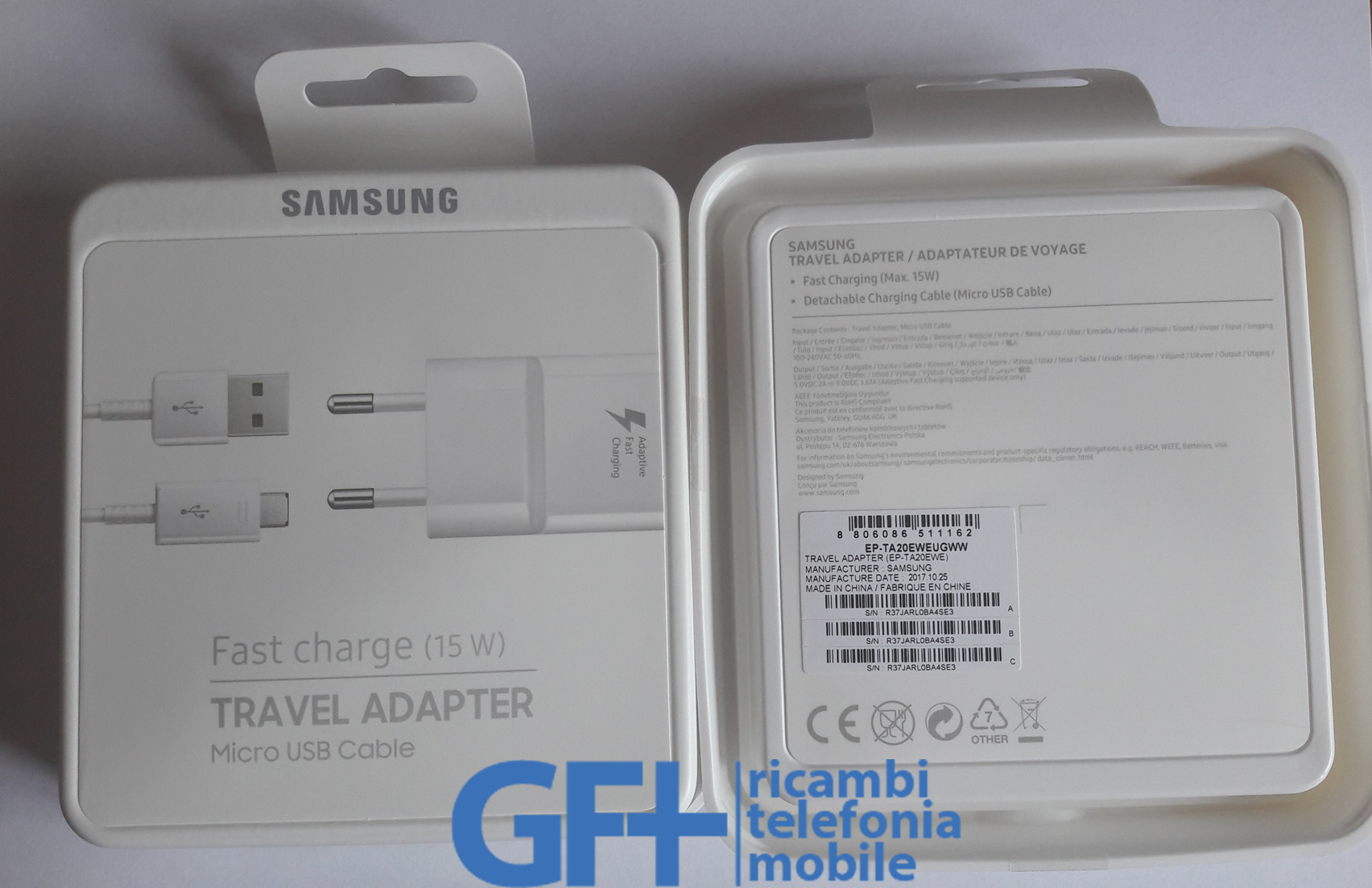 Caricabatteria Samsung completo e Originale EP-TA20EWEUGWW Fast 2A