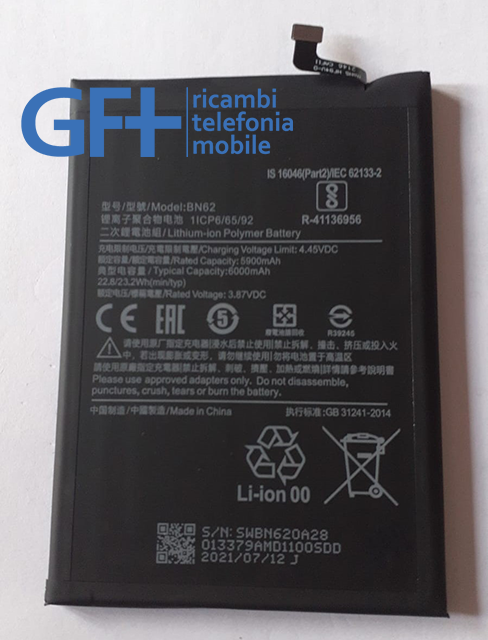Batteria Xiaomi BN62 per Xiaomi Redmi 9T